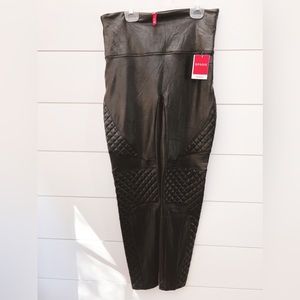 SPANX FAUX LEATHER LEGGINGS - size L - NWT